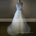 Elegant Sweet Heart A-line Ruffle ORG Wedding Dress With Sash Chapel Train